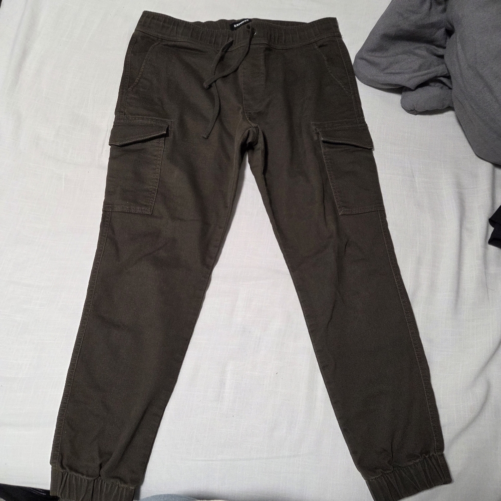 Express Olive Green Cargo Jogger